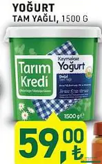 TARIM KREDİ TAM YAĞLI YOĞURT 1500 G fiyat ve kampanya bilgisi